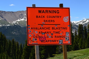 Berthod pass back country skiing sign